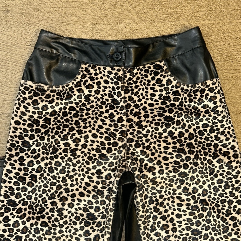 Faux leather and leopard pants